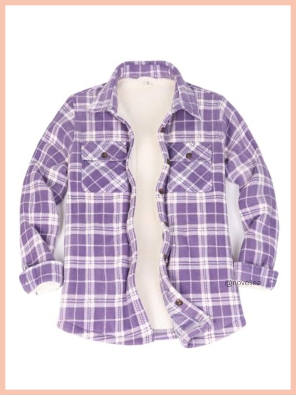 Sherpa Fleece Lined Button Up Plaid Shacket with Pockets